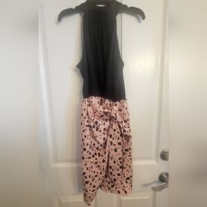 Elegant Black And Pink Wrap Style Mini  Dress